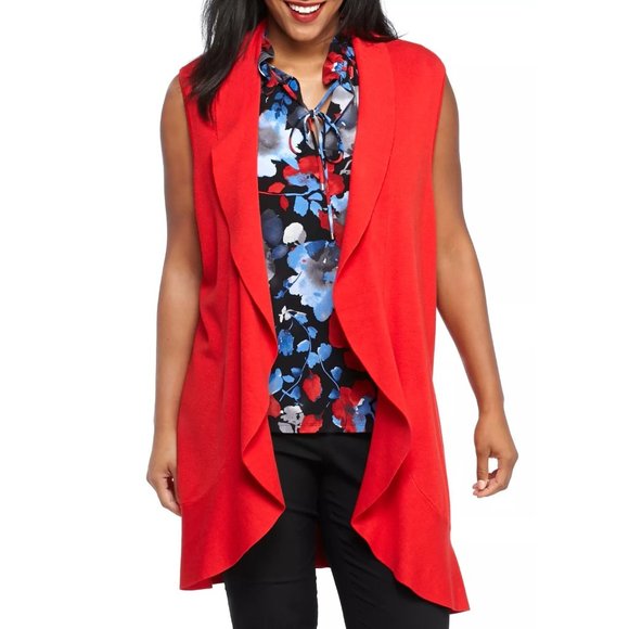 NWT Womens Plus Size 3X The Limited Open Front Ruffle Longline Cardigan Sweater - Picture 1 of 2